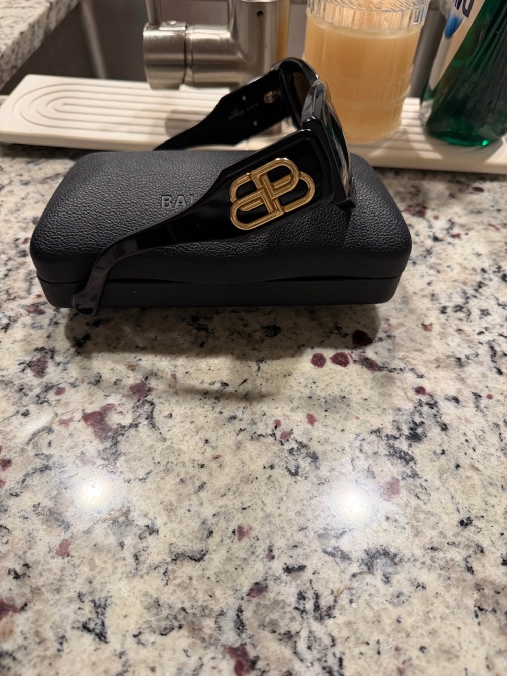 Balenciaga Black Sunglasses with Gold BB Emblem